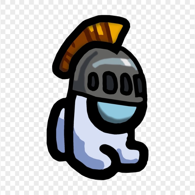 HD White Among Us Mini Crewmate Character Baby Knight Helmet PNG