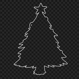 HD White Outline Christmas Tree Clipart Silhouette PNG