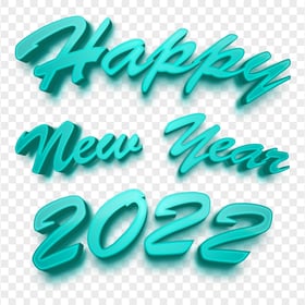 Blue Green Happy New Year 2022 3D Text FREE PNG