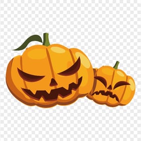 Two Orange Pumpkins Jack O Lantern Illustration