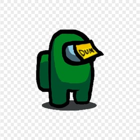 HD Among Us Green Crewmate Character With Dum Sticky Note Hat PNG