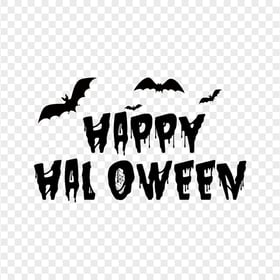 HD Creative Happy Halloween Black Text With Bats Silhouette PNG