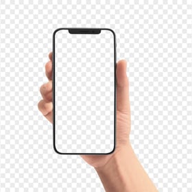 Hand Holding Smartphone iPhone Mockup PNG