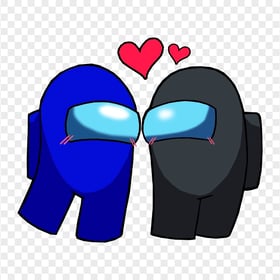 HD Among Us Blue Love Black Characters Valentines Day PNG