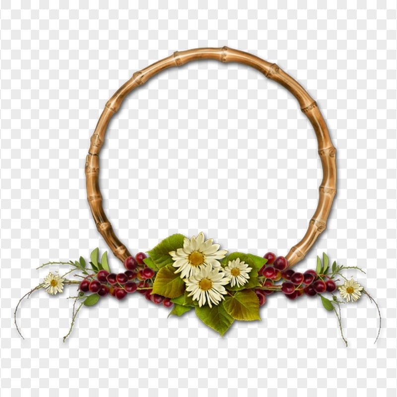 HD Bamboo Circle Frame Wreath PNG