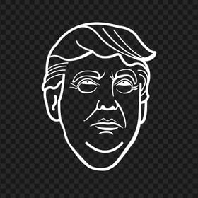 Donald Trump White Outline Drawing Face Head