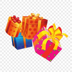 Four Gift Boxes Illustration FREE PNG
