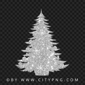 HD Decorated Christmas Tree Silver Glitter Silhouette PNG