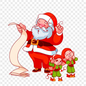Cartoon Santa Claus With Elves FREE PNG