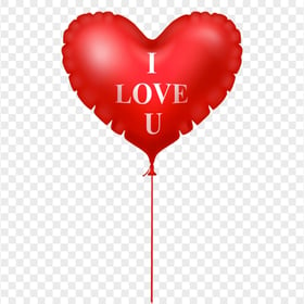 HD Red I Love U Valentines Heart Balloon PNG