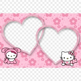 Hello Kitty Pink Heart Pictures Frame HD Transparent Background