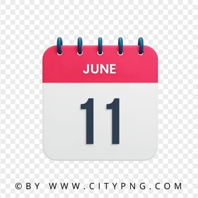 June 11th Date Vector Calendar Icon HD PNG