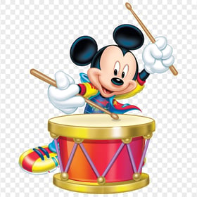 HD Mickey Mouse Playing Drum Illustration PNG