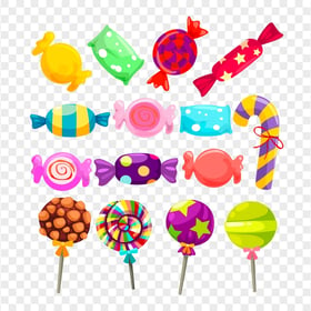 Candies Lollipops Gums Vector Cartoon PNG Image