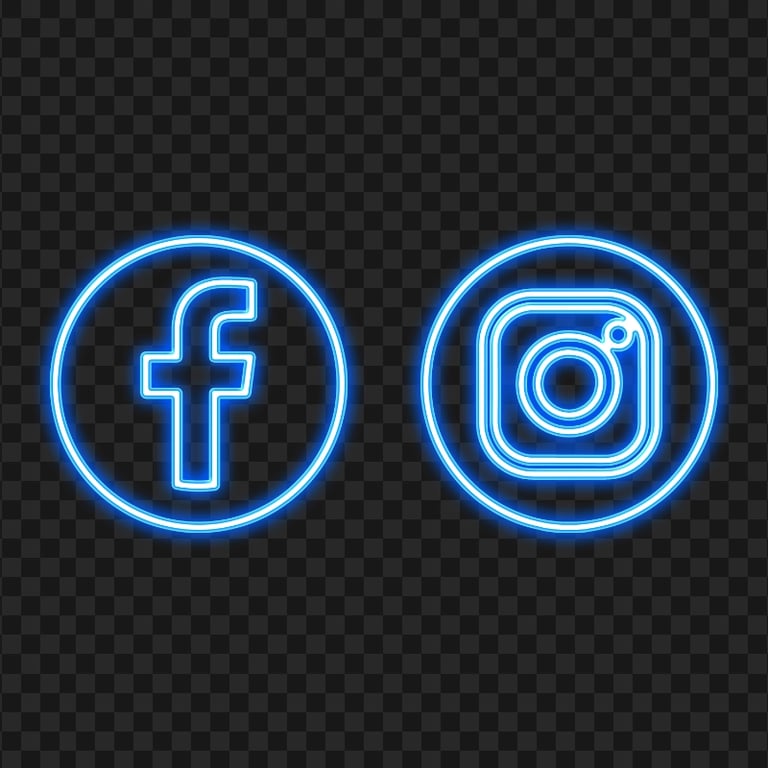 HD Blue Facebook Instagram Neon Logo Icon PNG