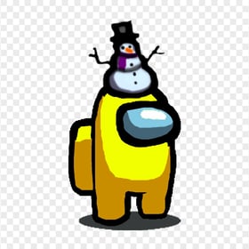 HD Among Us Yellow Crewmate Character With Snowman Hat PNG