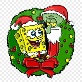 HD Spongebob And Squidward Merry Christmas Characters Transparent PNG