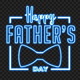 HD Blue Happy Father's Day Neon Text PNG