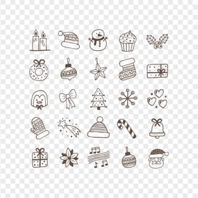 Christmas Hand Drawn  Icons Collection FREE PNG