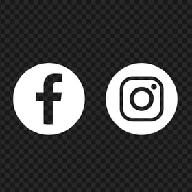 HD Facebook Instagram White Outline Round Logos Icons PNG