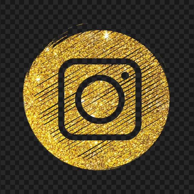 Round Instagram Gold Glitter Scribble Pencil Style Icon Citypng