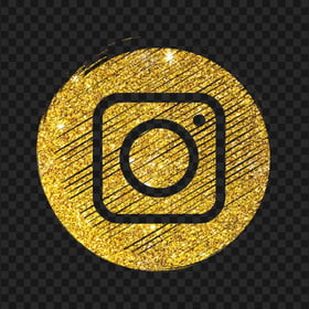 Round Instagram Gold Glitter Scribble Pencil Style Icon