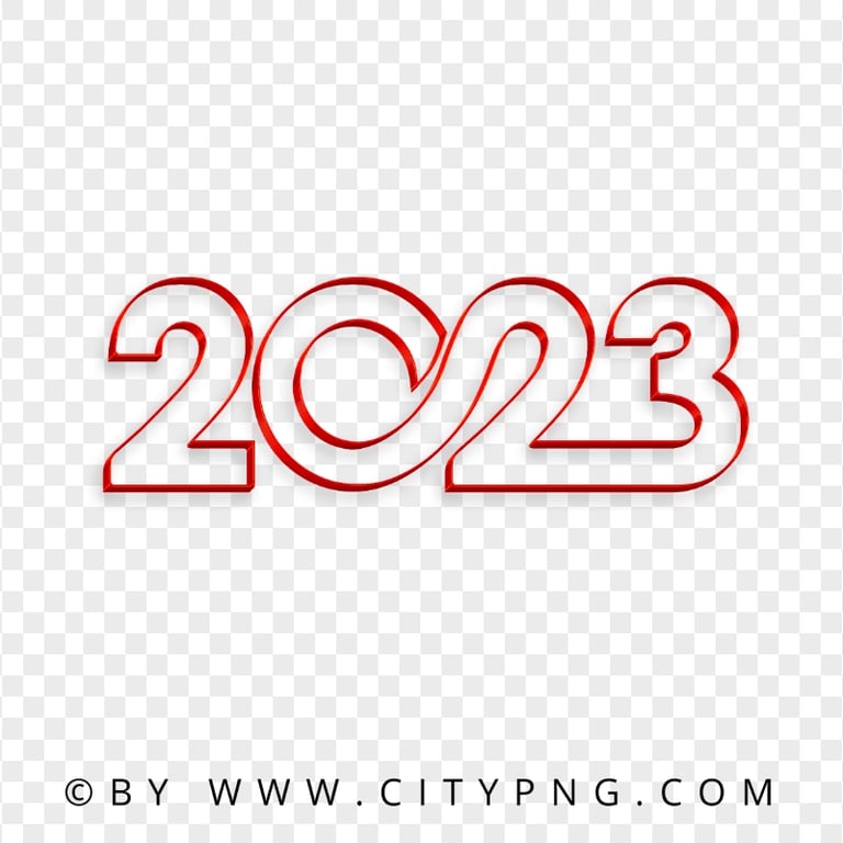 Creative Red 2023 Text Logo Numbers PNG