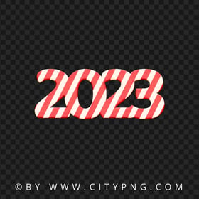 New Year 2023 Text Red & White Candy Cane Style PNG