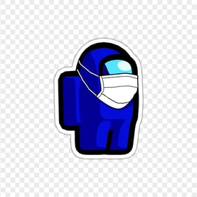 HD Blue Among Us Character Covid Surgical Mask Stickers PNG