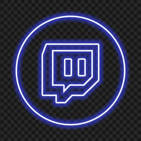 Neon Dark Blue Twitch App Round Icon PNG