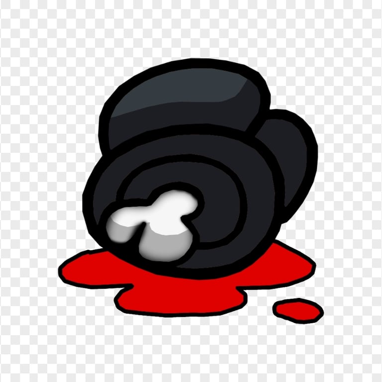 HD Black Among Us Crewmate Character Dead Body With Blood PNG