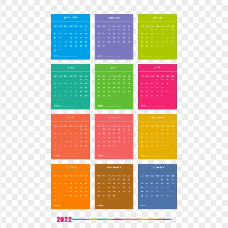 HD Creative Colorful 2022 Calendar PNG