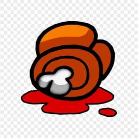 HD Orange Among Us Crewmate Character Dead Body With Blood PNG
