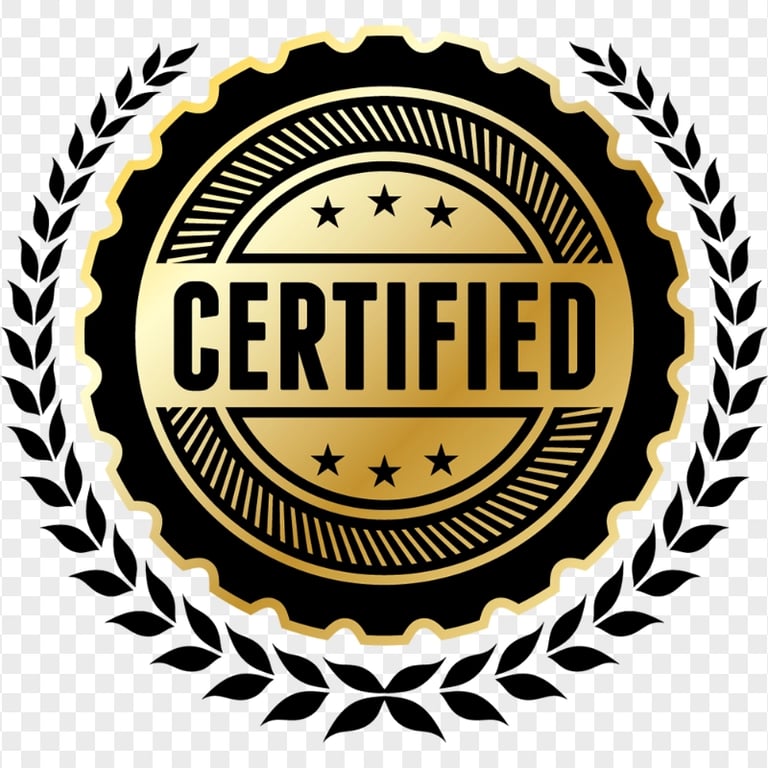 HD Gold & Black Certificate Logo Transparent PNG