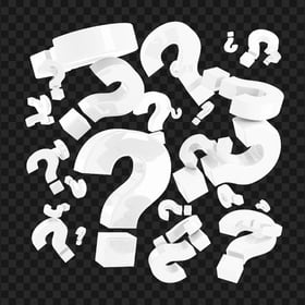3D White Question Marks Icons Pattern HD PNG
