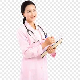 Female Chinese Doctor Nurse Pink Coat