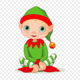 Christmas Elf Cartoon Sitting Down PNG Image