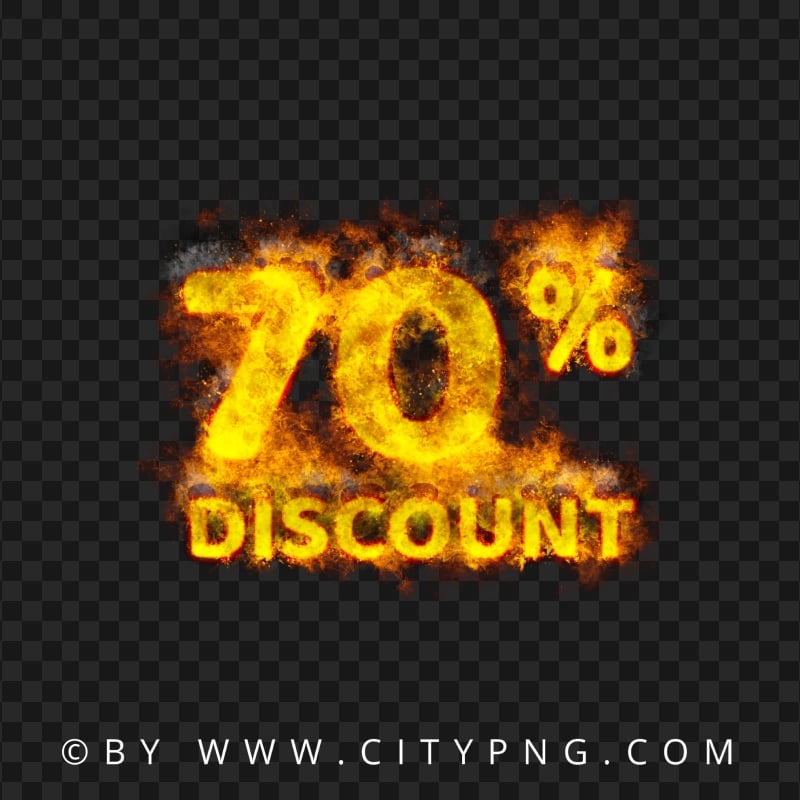 Discount 70 Percent Burning Text On Fire Sign HD PNG