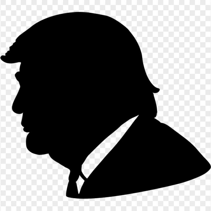 Black Donald Trump Face Silhouette Side View