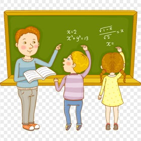 HD Cartoon Teacher And Students PNG