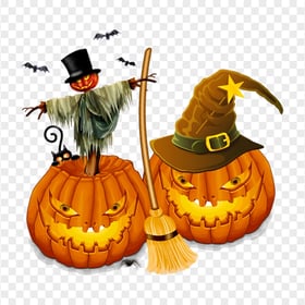 PNG Halloween Scarecrow Pumpkin Illustration