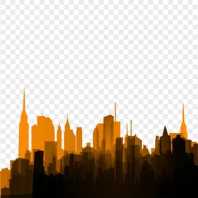 City Skyline Orange Dark Silhouette PNG