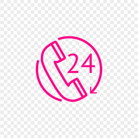 HD Pink Round Circle Phone 24H Icon Transparent PNG