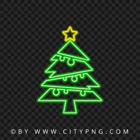HD Neon Green Christmas Tree With Yellow Star On Top PNG