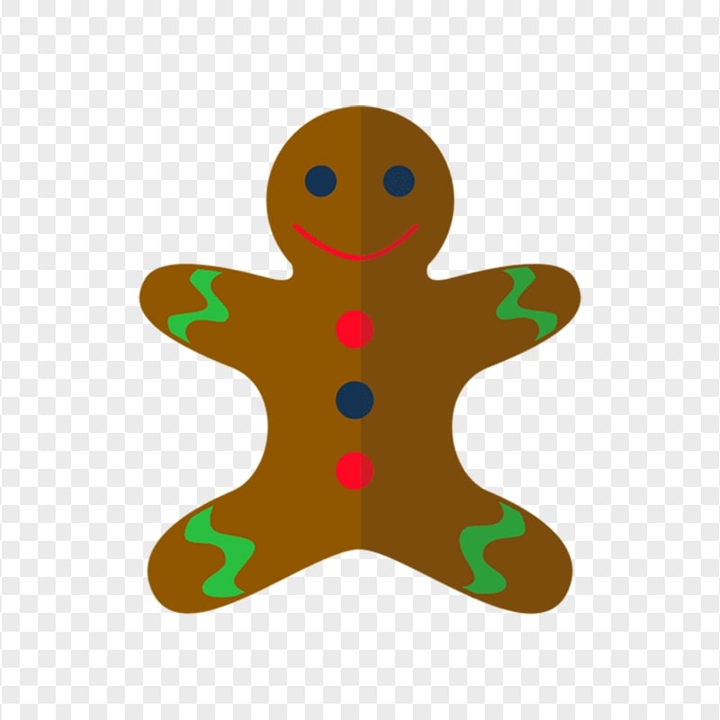 Flat Clipart Gingerbread Man Icon PNG