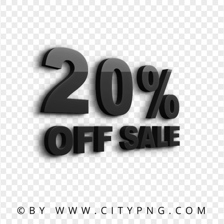 HD PNG 20 Percent OFF Sale Black 3D Text Logo Sign | Citypng