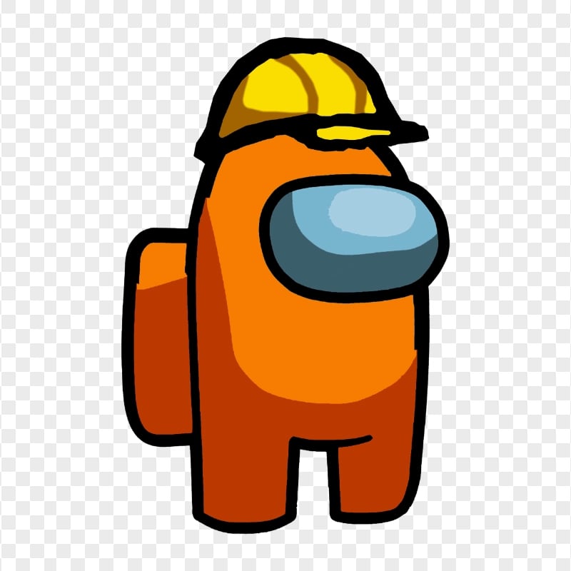 HD Orange Among Us Character With Hard Construction Hat PNG Citypng