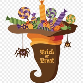 HD Halloween Trick-or-treat Candy In Witch Hat PNG