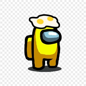 HD Yellow Among Us Character With Two Egg On Head Hat PNG