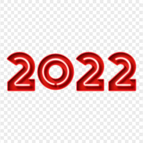 Red 2022 New Year Neon Numbers PNG